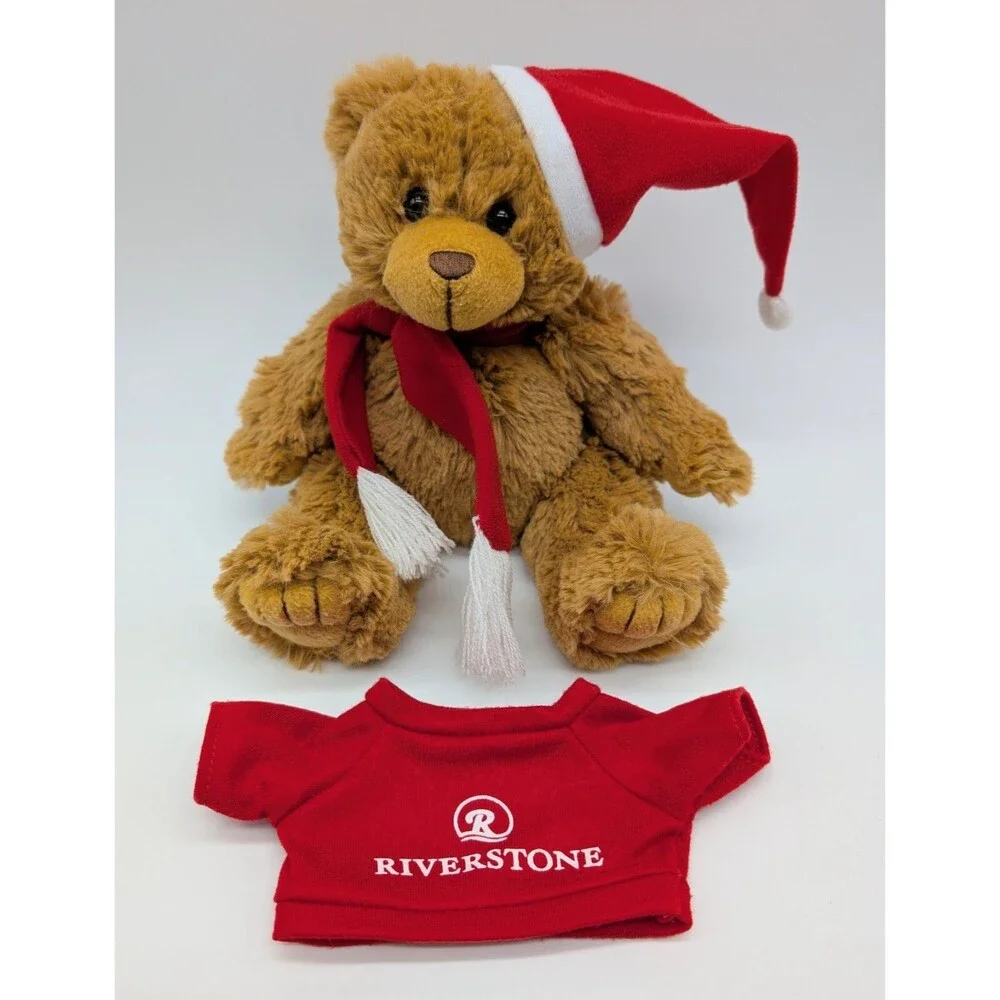 Christmas Teddy Bear Plush Brown Hat Scarf Stuffed Animal Riverstone CA Promo 6